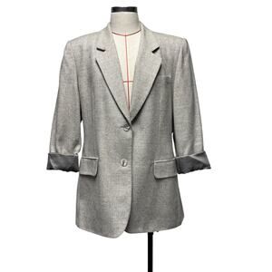 Vintage Jones NY Country Grey Wool Blend 2 Button Blazer